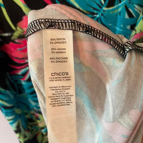 Chico's Black Multicolor Sleeveless Tank Dress Maxi Dress Tropical 3 / XL / 16 - Picture 8 of 9